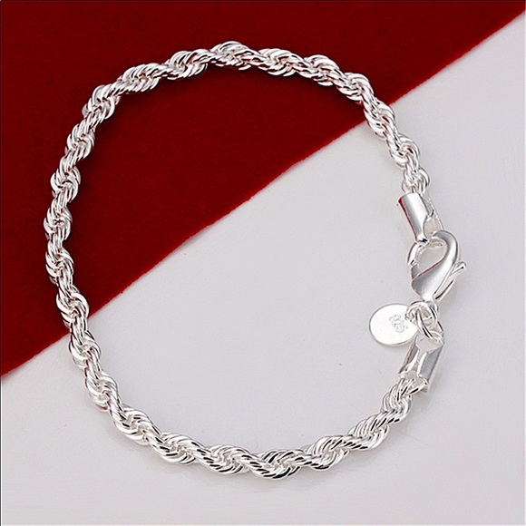 Sterling Silver Rope Unisex Chain Link Necklace Bracelet Set - Picture 6 of 7